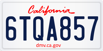 CA license plate 6TQA857