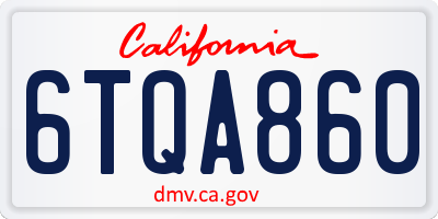 CA license plate 6TQA860