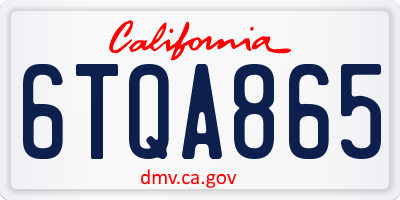 CA license plate 6TQA865