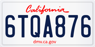 CA license plate 6TQA876