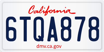 CA license plate 6TQA878
