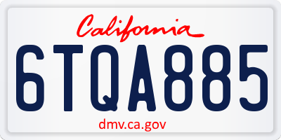 CA license plate 6TQA885