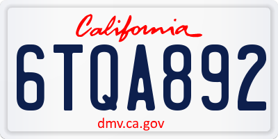 CA license plate 6TQA892