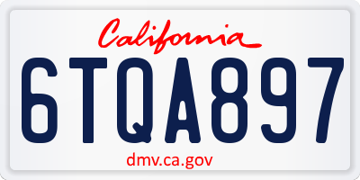 CA license plate 6TQA897