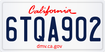 CA license plate 6TQA902