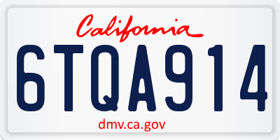 CA license plate 6TQA914