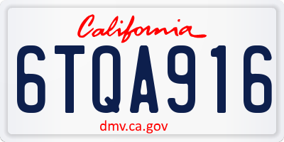CA license plate 6TQA916