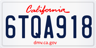 CA license plate 6TQA918