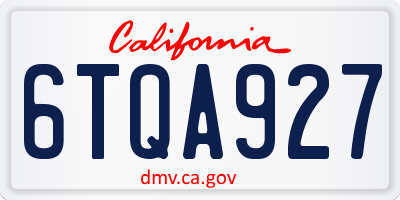 CA license plate 6TQA927