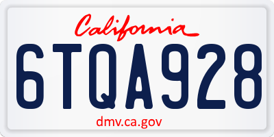 CA license plate 6TQA928