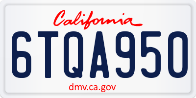 CA license plate 6TQA950