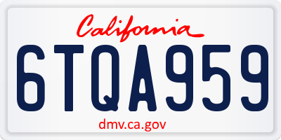 CA license plate 6TQA959