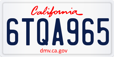 CA license plate 6TQA965