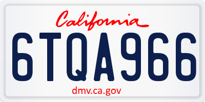 CA license plate 6TQA966