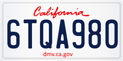 CA license plate 6TQA980