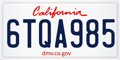 CA license plate 6TQA985