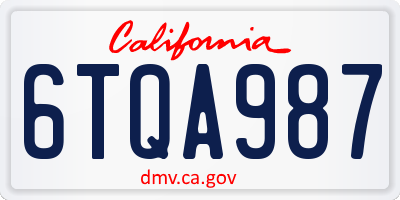 CA license plate 6TQA987