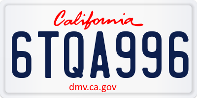 CA license plate 6TQA996
