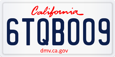 CA license plate 6TQB009