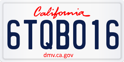 CA license plate 6TQB016