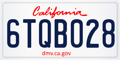 CA license plate 6TQB028