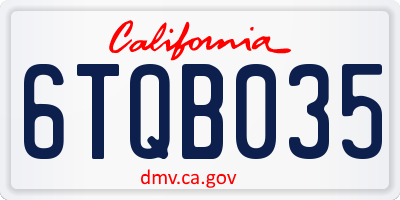 CA license plate 6TQB035