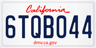 CA license plate 6TQB044