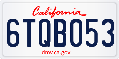 CA license plate 6TQB053