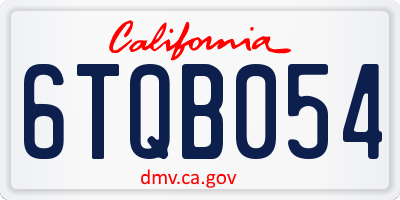 CA license plate 6TQB054