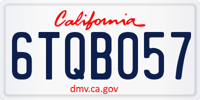 CA license plate 6TQB057