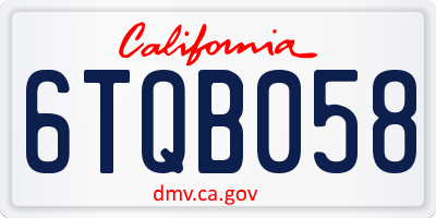 CA license plate 6TQB058