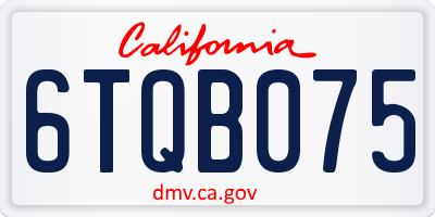 CA license plate 6TQB075
