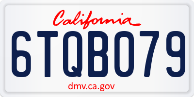 CA license plate 6TQB079