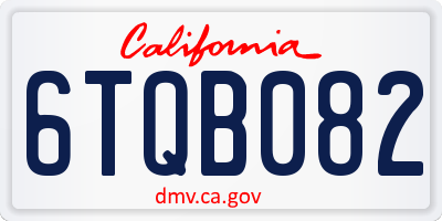 CA license plate 6TQB082