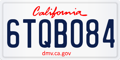 CA license plate 6TQB084