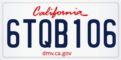 CA license plate 6TQB106