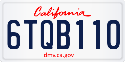 CA license plate 6TQB110