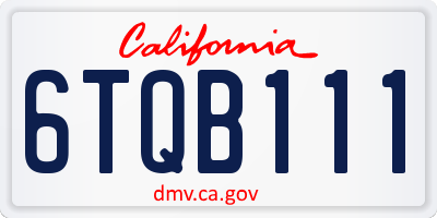 CA license plate 6TQB111
