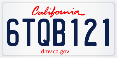 CA license plate 6TQB121