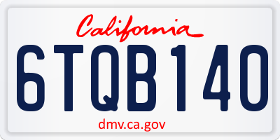 CA license plate 6TQB140