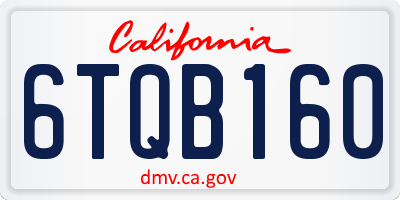 CA license plate 6TQB160
