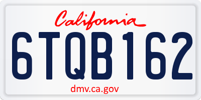 CA license plate 6TQB162