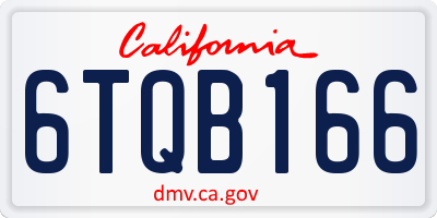 CA license plate 6TQB166