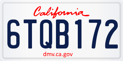 CA license plate 6TQB172
