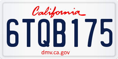 CA license plate 6TQB175