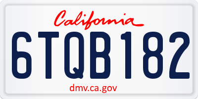 CA license plate 6TQB182