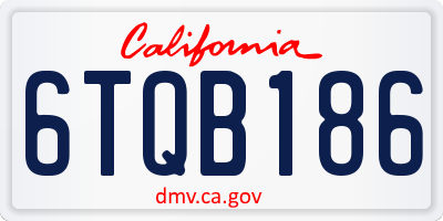 CA license plate 6TQB186
