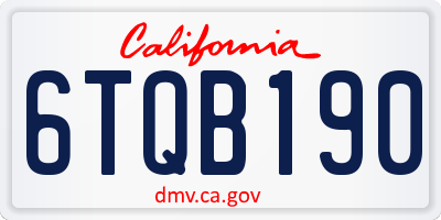 CA license plate 6TQB190