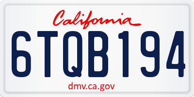 CA license plate 6TQB194