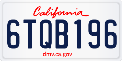 CA license plate 6TQB196